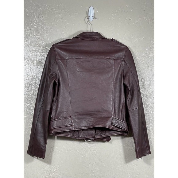 ALLSAINTS BALFERN LEATHER BIKER JACKET DEEP BERRY SIZE 8.US/12.UK/40.EU $569 - Picture 5 of 15